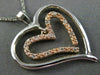 ESTATE .05CT DIAMOND 14K WHITE & ROSE GOLD 3D DOUBLE HEART LOVE FLOATING PENDANT