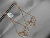ESTATE LARGE 1.33CT DIAMOND 14KT ROSE GOLD 3D FILIGREE MILGRAIN HANGING EARRINGS