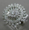 ESTATE LARGE 1.65CT ROUND & BAGUETTE DIAMOND 14K WHITE GOLD FLOWER SUNBURST RING