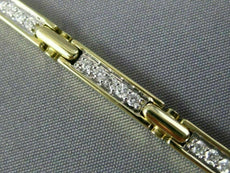 ESTATE 1.0CT DIAMOND 14KT WHITE & YELLOW GOLD CROSS RECTANGULAR TENNIS BRACELET