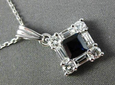 ESTATE 1.24CTW DIAMOND & AAA SAPPHIRE 14KT WHITE GOLD FLOATING PENDANT #23343