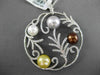 ESTATE LARGE 1.30CT DIAMOND & MULTI COLOR PEARL 18K WHITE GOLD FLOATING PENDANT