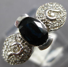 1.50CT DIAMOND & AAA SAPPHIRE 14KT WHITE GOLD OVAL SEMI BEZEL DOUBLE STONE RING