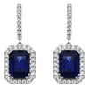 9.72CT DIAMOND & AAA SAPPHIRE 18KT WHITE GOLD EMERALD CUT & ROUND HALO EARRINGS