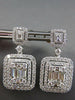 LARGE 3.41CT DIAMOND 18KT WHITE GOLD ROUND & BAGUETTE DOUBLE HALO STUD EARRINGS