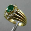 ESTATE .65CT ROUND DIAMOND & AAA EMERALD 14K YELLOW GOLD 3D OVAL ENGAGEMENT RING
