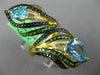 ESTATE LARGE 6.07CT DIAMOND & AAA MULTI GEM 18KT YELLOW GOLD 3D DOUBLE LEAF RING