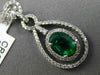 ESTATE LARGE 1.42CT DIAMOND & AAA EMERALD 18KT WHITE GOLD 3D DOUBLE HALO PENDANT