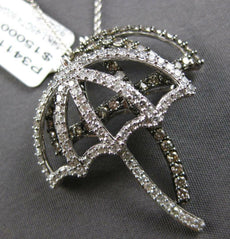1.45CT WHITE & CHOCOLATE FANCY DIAMOND 14KT WHITE GOLD DOUBLE UMBRELLA PENDANT