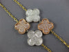 LARGE 4.32CT WHITE & PINK DIAMOND 18K TRI COLOR GOLD FLOWER BY THE YARD NECKLACE