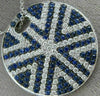 ESTATE LARGE 3.70CT DIAMOND & SAPPHIRE 18KT WHITE GOLD CIRCULAR SUNBURST PENDANT