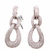 ESTATE LARGE 9.6CT DIAMOND 18KT WHITE GOLD TEAR DROP LOVE KNOT HANGING EARRINGS