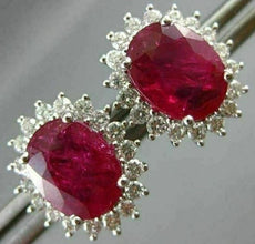 ESTATE 4.87CT DIAMOND & AAA RUBY 18KT WHITE GOLD 3D PRINCESS DIANA STUD EARRINGS