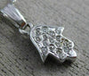 ESTATE .10CT DIAMOND 14KT WHITE GOLD 3D ETOILE HAMSA LUCKY HAND PENDANT #18455