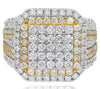 EXTRA LARGE 4.03CT DIAMOND 14KT 2 TONE GOLD ROUND PAVE SQUARE OCTAGON MENS RING