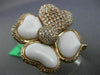 ESTATE EXTRA LARGE 1.90CT DIAMOND & AAA AGATE 18K ROSE GOLD 3D HEART FLOWER RING