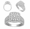 ESTATE LARGE 1.0CT DIAMOND 14KT WHITE GOLD 3D CLUSTER MULTI ROW SQUARE FUN RING
