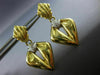 ANTIQUE LARGE .15CT DIAMOND 18KT 2 TONE GOLD TRIANGULAR HANGING EARRINGS #20582