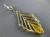 ESTATE LARGE 3.45CT WHITE & FANCY YELLOW DIAMOND 18KT 2 TONE GOLD LEAF EARRINGS