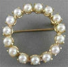 ESTATE 4MM NATURAL SEA PEARL CIRCLE WREATH 14KT YELLOW GOLD PIN PENDANT #20857