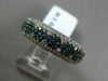 ESTATE WIDE 1.72CT WHITE BLUE DIAMOND 14K WHITE GOLD 3D FLOWER PAVE WEDDING RING