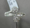 ESTATE .64CT ROUND DIAMOND 18KT WHITE GOLD 3D CLUSTER DOUBLE FLOWER LOVE RING