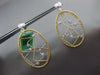 ESTATE LARGE .36CT DIAMOND 18K WHITE & YELLOW GOLD 3D OVAL SQUARE WOVEN EARRINGS