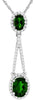 2.07CT DIAMOND & AAA RUSSALITE 14KT WHITE GOLD OVAL TEAR DROP FLOATING PENDANT