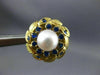 ESTATE 1.0CT AAA SAPPHIRE & SOUTH SEA PEARL 14K YELLOW GOLD 3D EARRINGS #20788