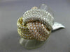 ESTATE MASSIVE 6.67CT DIAMOND 18KT TRI COLOR GOLD 3D PAVE LOVE KNOT FUN RING