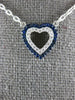 ESTATE .41CT DIAMOND & AAA SAPPHIRE 18KT WHITE GOLD OPEN DOUBLE HEART NECKLACE