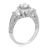 1.66CT DIAMOND 14KT WHITE GOLD ROUND & PRINCESS 3 STONE SQUARE ENGAGEMENT RING