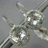 ESTATE LARGE 6.0CT CZ 14KT WHITE GOLD 3D ROUND HALO LEVERBACK HANGING EARRINGS
