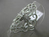 ESTATE LARGE .26CT DIAMOND 14KT WHITE GOLD OPEN FILIGREE MILGRAIN COCKTAIL RING