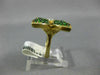 ESTATE LARGE 1.05CT DIAMOND & AAA TSAVORITE 14KT YELLOW GOLD 3D FLOWER LOVE RING
