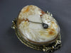 ANTIQUE EXTRA LARGE .38CT DIAMOND & EMERALD 14K WHITE GOLD BROOCH PENDANT #26824