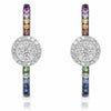 ESTATE .86CT DIAMOND & AAA MULTI COLOR SAPPHIRE 14K WHITE GOLD HOOP EARRINGS