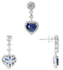 4.26CT DIAMOND & AAA SAPPHIRE 18KT WHITE GOLD HEART SHAPE & ROUND HALO EARRINGS