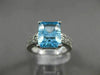 ESTATE 4.03CT DIAMOND & BLUE TOPAZ 14K WHITE GOLD 3D EMERALD CUT ENGAGEMENT RING