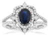 1.33CT DIAMOND & AAA SAPPHIRE 14K WHITE GOLD OVAL & ROUND HALO SQUARE CROWN RING