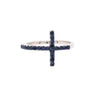 ESTATE .37CT AAA SAPPHIRE 18KT WHITE GOLD 3D CLASSIC SIDEWAY CROSS RING