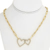 LARGE 1.29CT DIAMOND 14KT YELLOW GOLD ROUND DOUBLE OPEN HEART LOVE KNOT NECKLACE