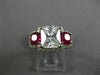 ESTATE LARGE 3.30CT DIAMOND & AAA RUBY 14K WHITE GOLD 3D CLASSIC ENGAGEMENT RING