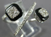 ESTATE WIDE .51CT DIAMOND & BLACK ENAMEL 14KT WHITE GOLD DOUBLE SQUARE FUN RING