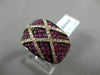 ESTATE LARGE .79CT DIAMOND & PINK SAPPHIRE 18K ROSE GOLD 3D CRISS CROSS FUN RING