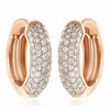 ESTATE WIDE .89CT DIAMOND 18KT ROSE GOLD MULTI ROW CLASSIC PAVE HUGGIE EARRINGS
