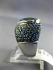 ESTATE LARGE 6.99CT BLUE TOPAZ & SAPPHIRE 18KT WHITE GOLD 3D MARQUISE FUN RING