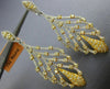 ESTATE LARGE 3.45CT WHITE & FANCY YELLOW DIAMOND 18KT 2 TONE GOLD LEAF EARRINGS