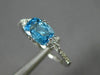ESTATE 1.0CT DIAMOND & AAA BLUE TOPAZ 14K WHITE GOLD 3D CLUSTER RECTANGULAR RING