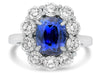 LARGE 5.23CT DIAMOND & AAA CUSHION SAPPHIRE 18KT WHITE GOLD HALO ENGAGEMENT RING